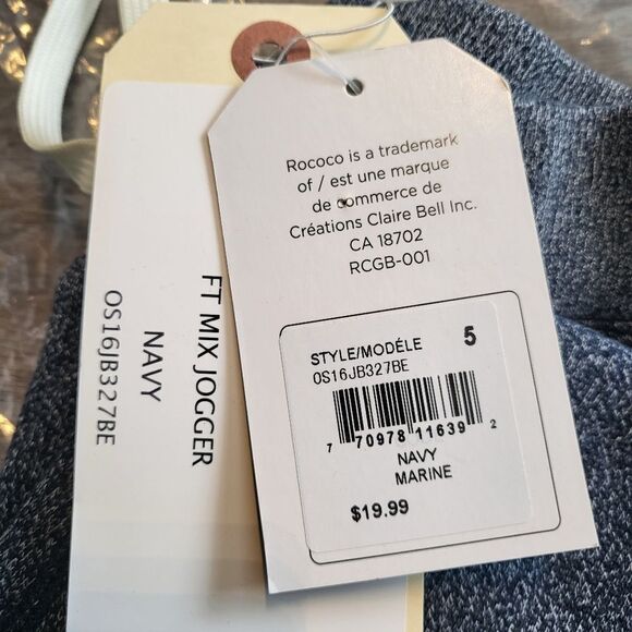 Rococo Mixed French Terry Joggers-NAVY-5 - Picture 5 of 5